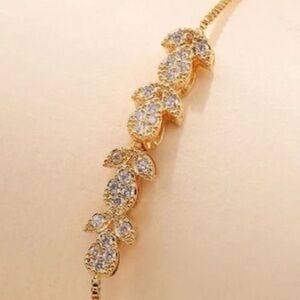 New Beautiful Zircon flower yellow gold adjustable bracelet